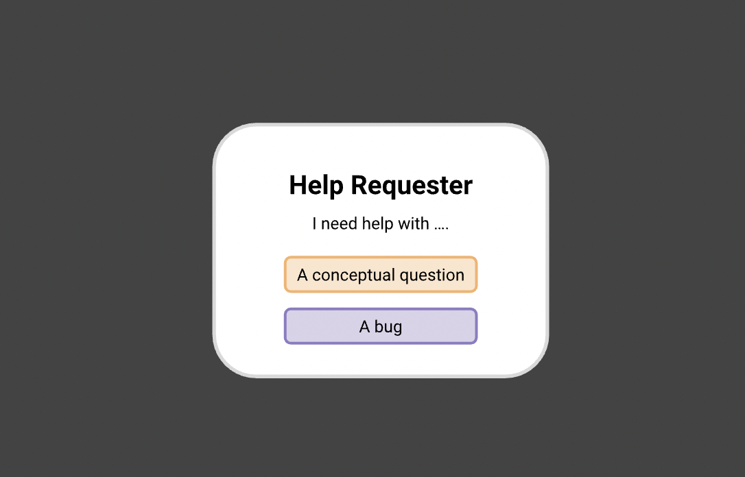 Sketch of help requester question selection screen