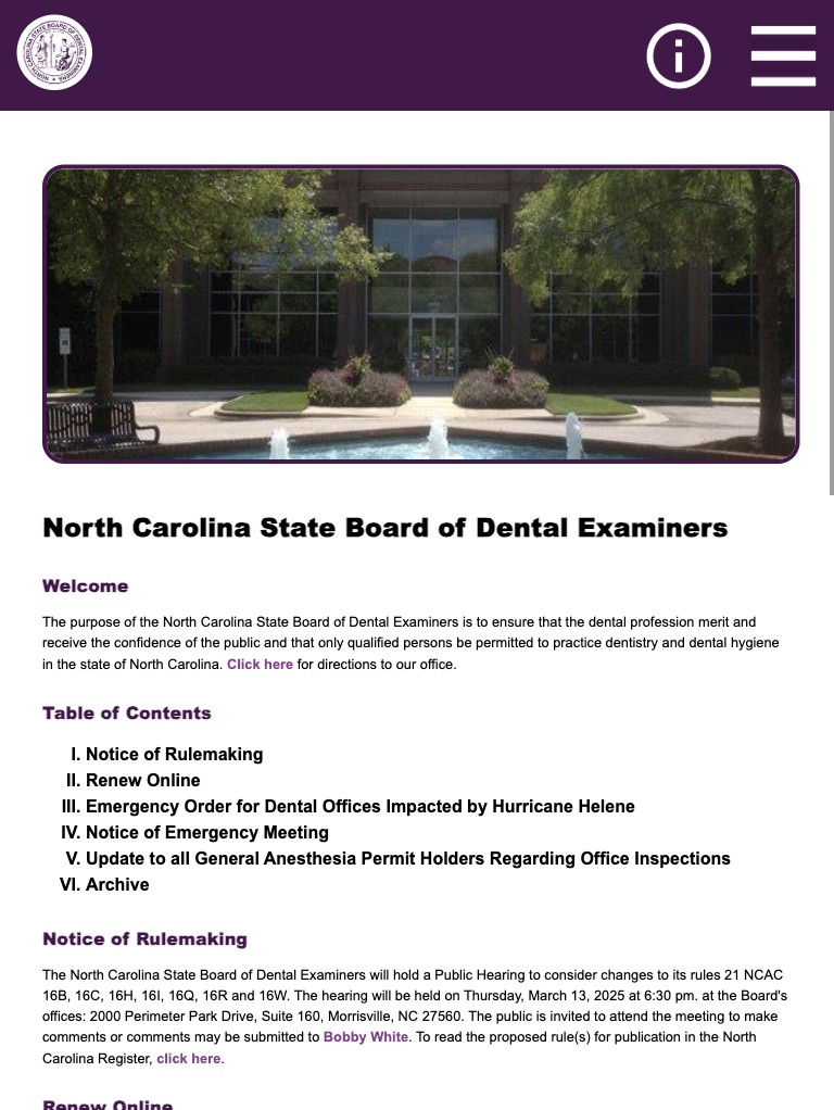 Screenshot of redesigned NCSBDE with tablet dimensions